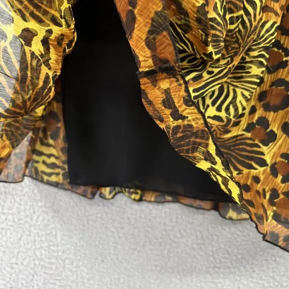 WDNY Skirt 6 Small Mini Knee Pleated Silk Animal Leopard Zebra Pleated 90s Y2K S - Picture 3 of 11